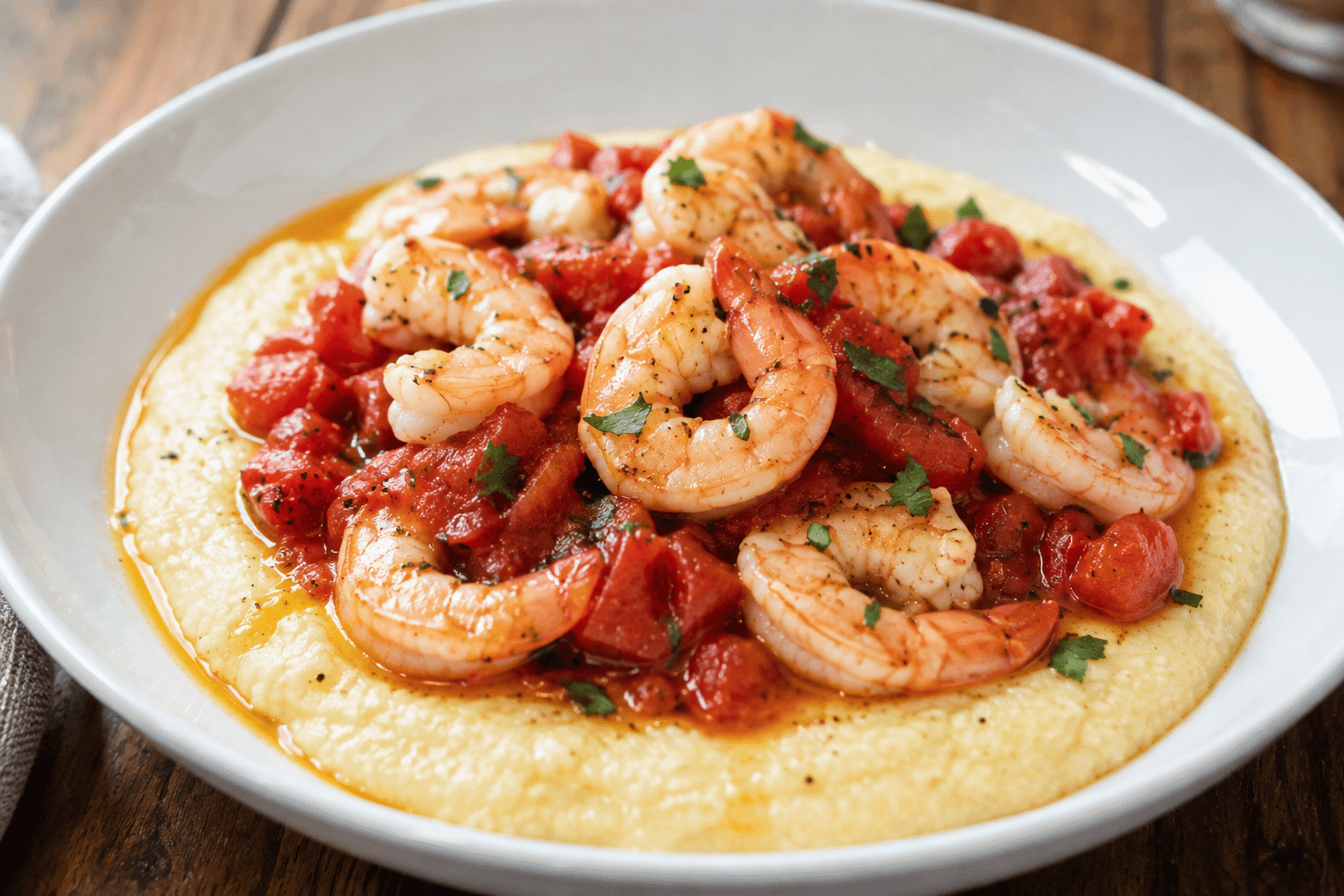 shrimp tomatoes polenta