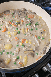 chicken pot pie soup in dutch oven