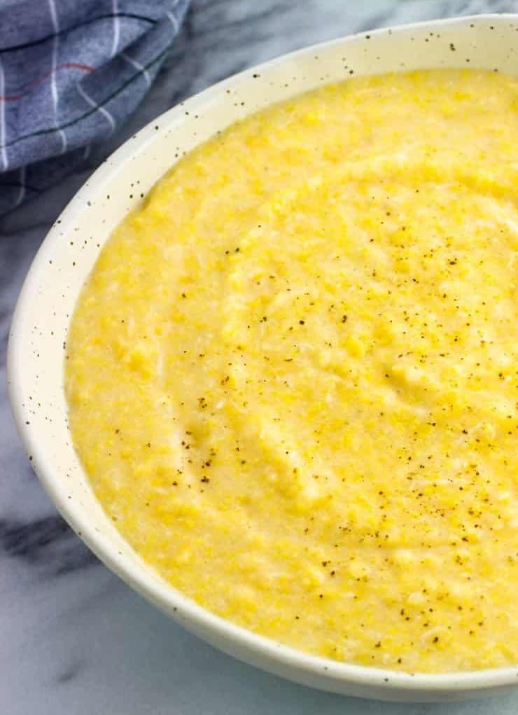 creamy polenta in a medium bowl