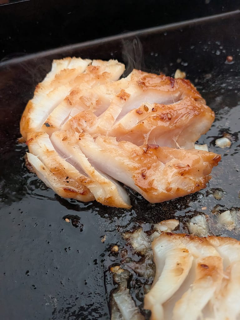 marinaded cod loin on the flattop