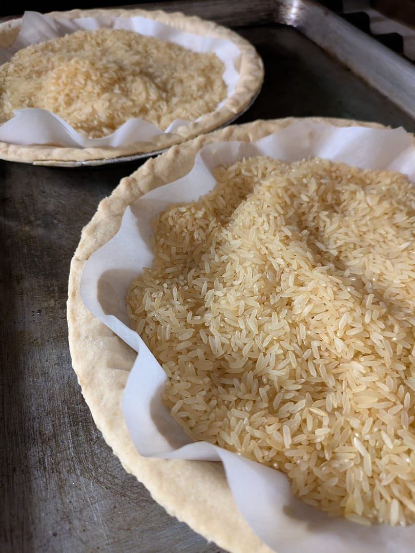 rice used with a blind crust baking