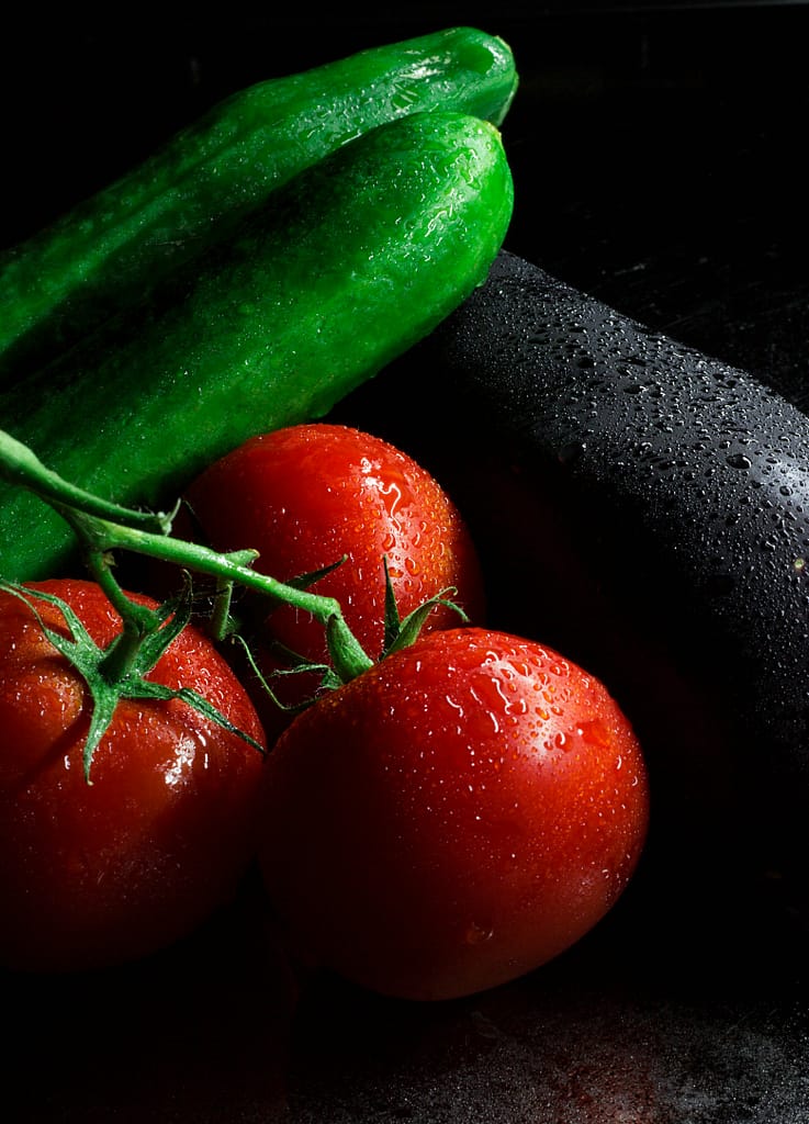 tomato and cucumbers